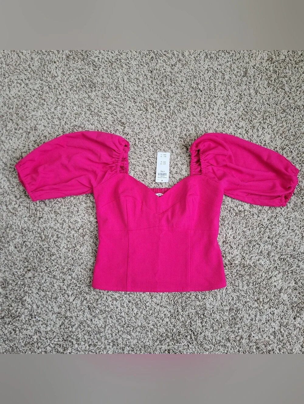Abercrombie & Fitch Blouse Shirt Top Pink Sweetheart Puff Sleeve Boho XS NWT